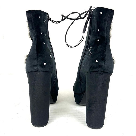 NEW - Express Rhinestone Embellished Platform Heeled Ankle Boots - Size 6 - Picture 10 of 12